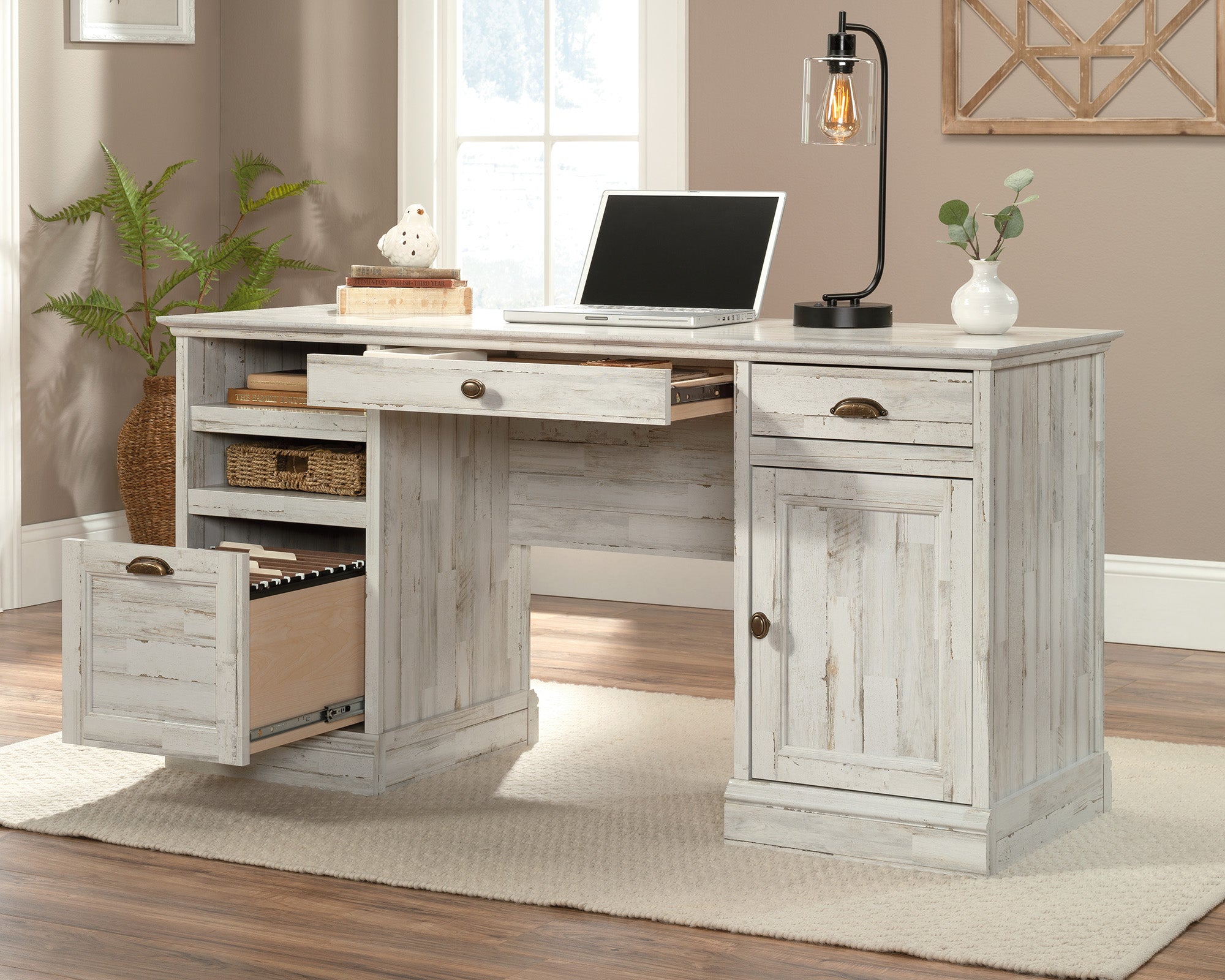 Barrister Lane  Home Office Executive Desk in White Plank