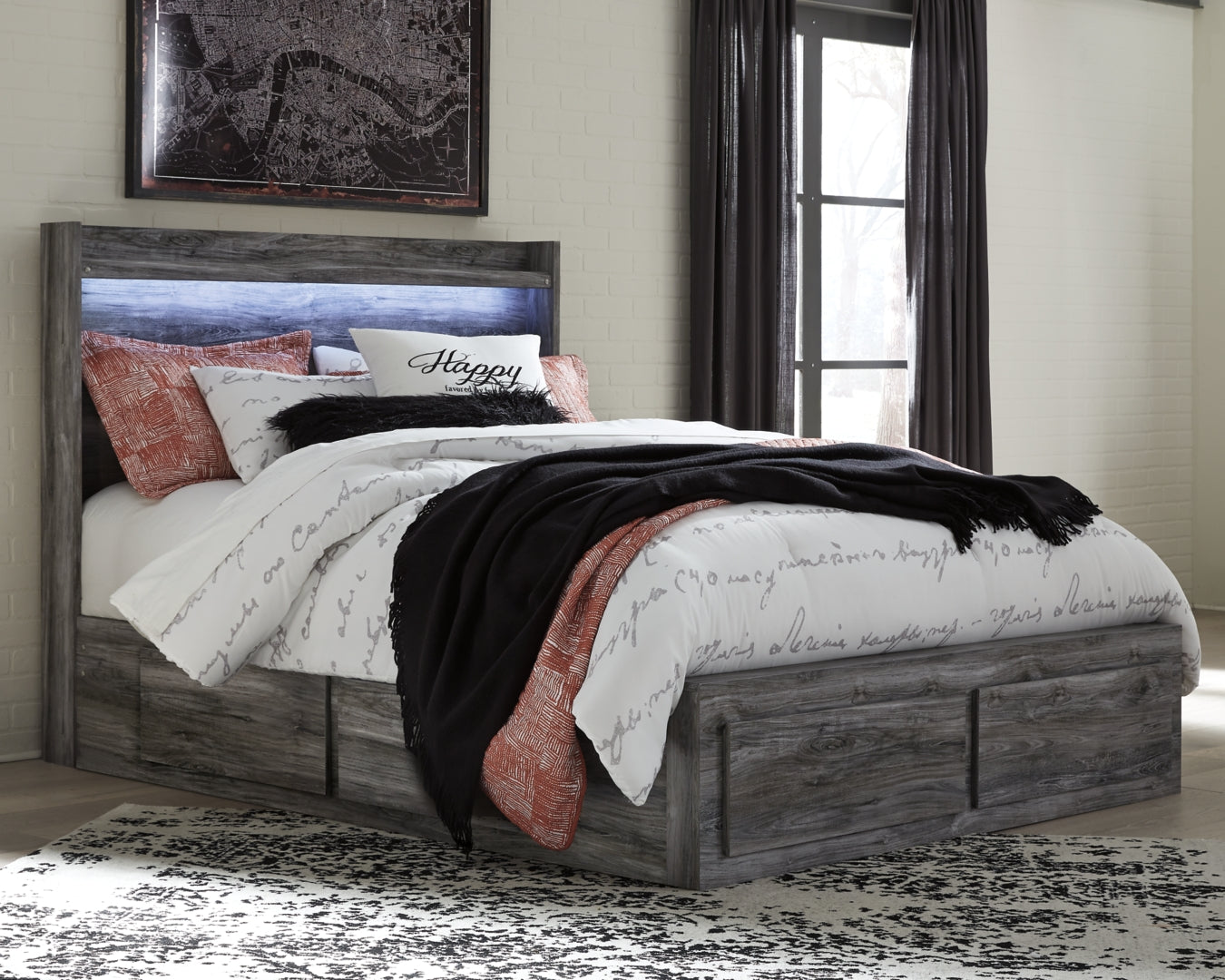 Baystorm Queen Panel Bed with 6 Storage Drawers