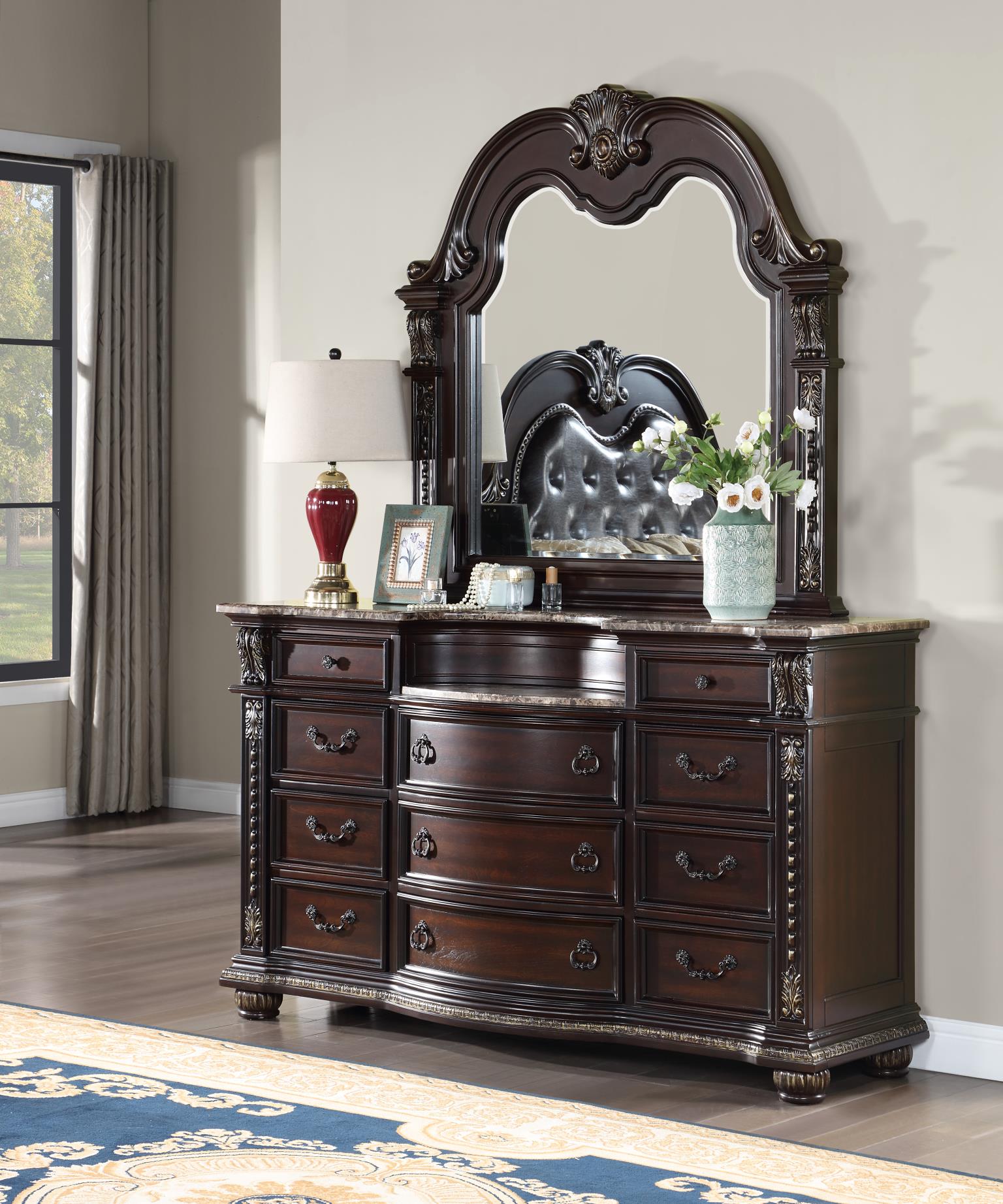 Queen Bed Frame - Dresser - Mirror - Chest - Nightstand