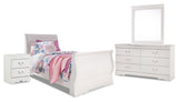 Anarasia Twin Sleigh Bed with Mirrored Dresser and Nightstand