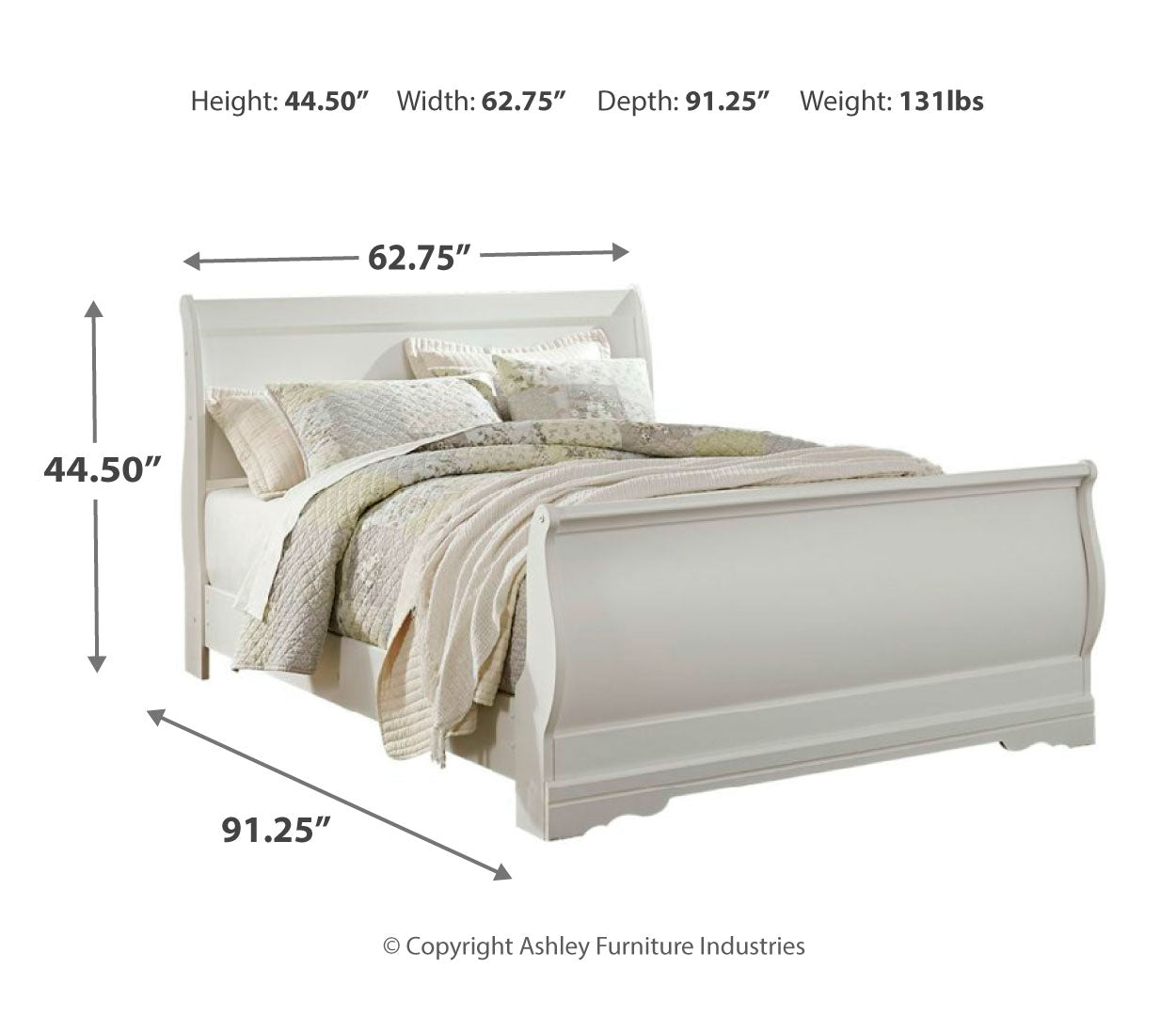 Anarasia Queen Sleigh Bed with Mirrored Dresser, Chest and Nightstand