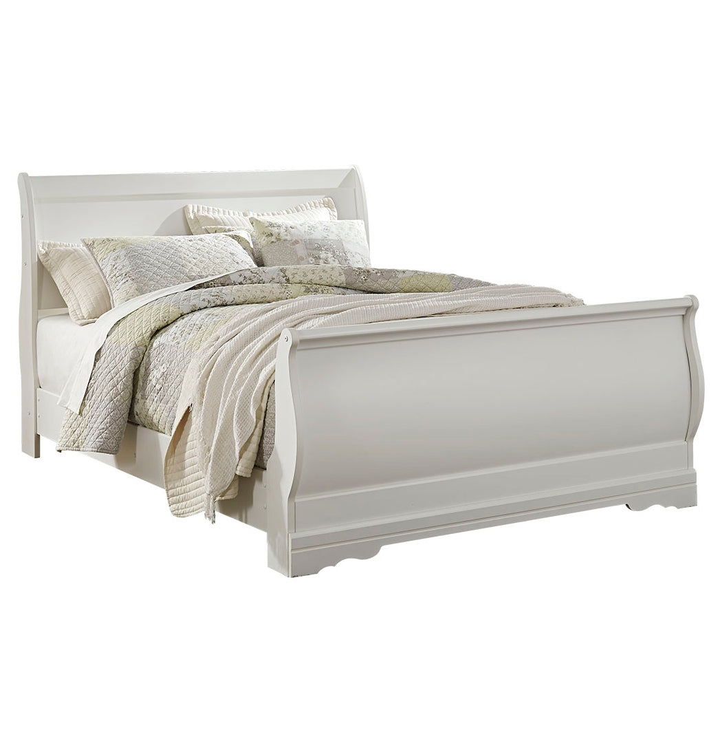 Anarasia Queen Sleigh Bed with Mirrored Dresser, Chest and Nightstand