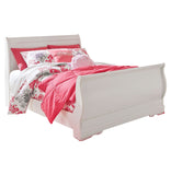 Anarasia Full Sleigh Bed with Mirrored Dresser and 2 Nightstands