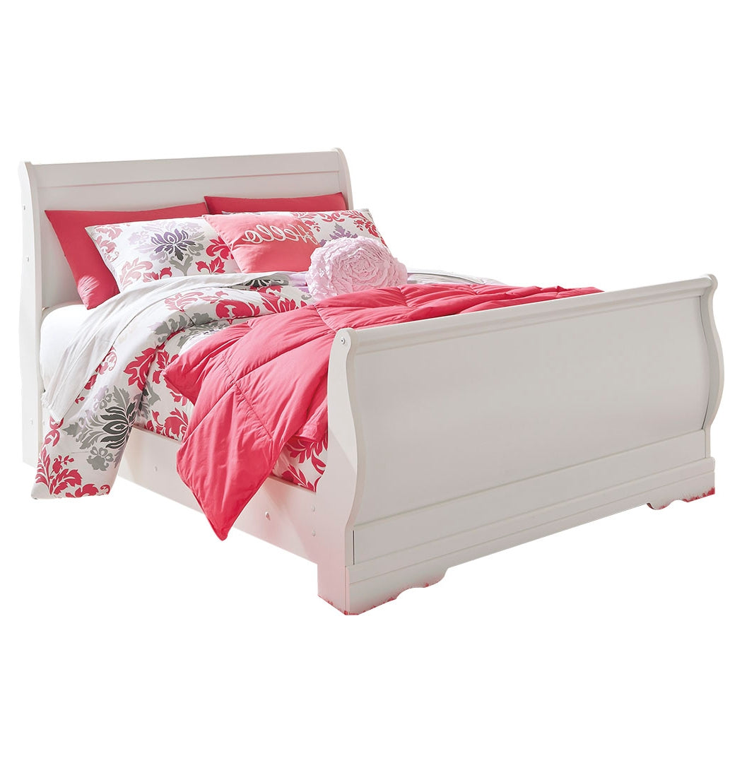 Anarasia Full Sleigh Bed with Mirrored Dresser, Chest and Nightstand