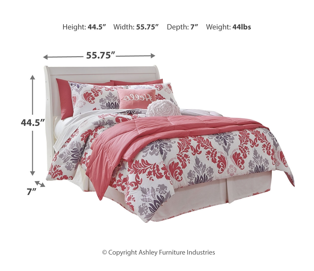 Anarasia Full Sleigh Headboard Bed with Mirrored Dresser