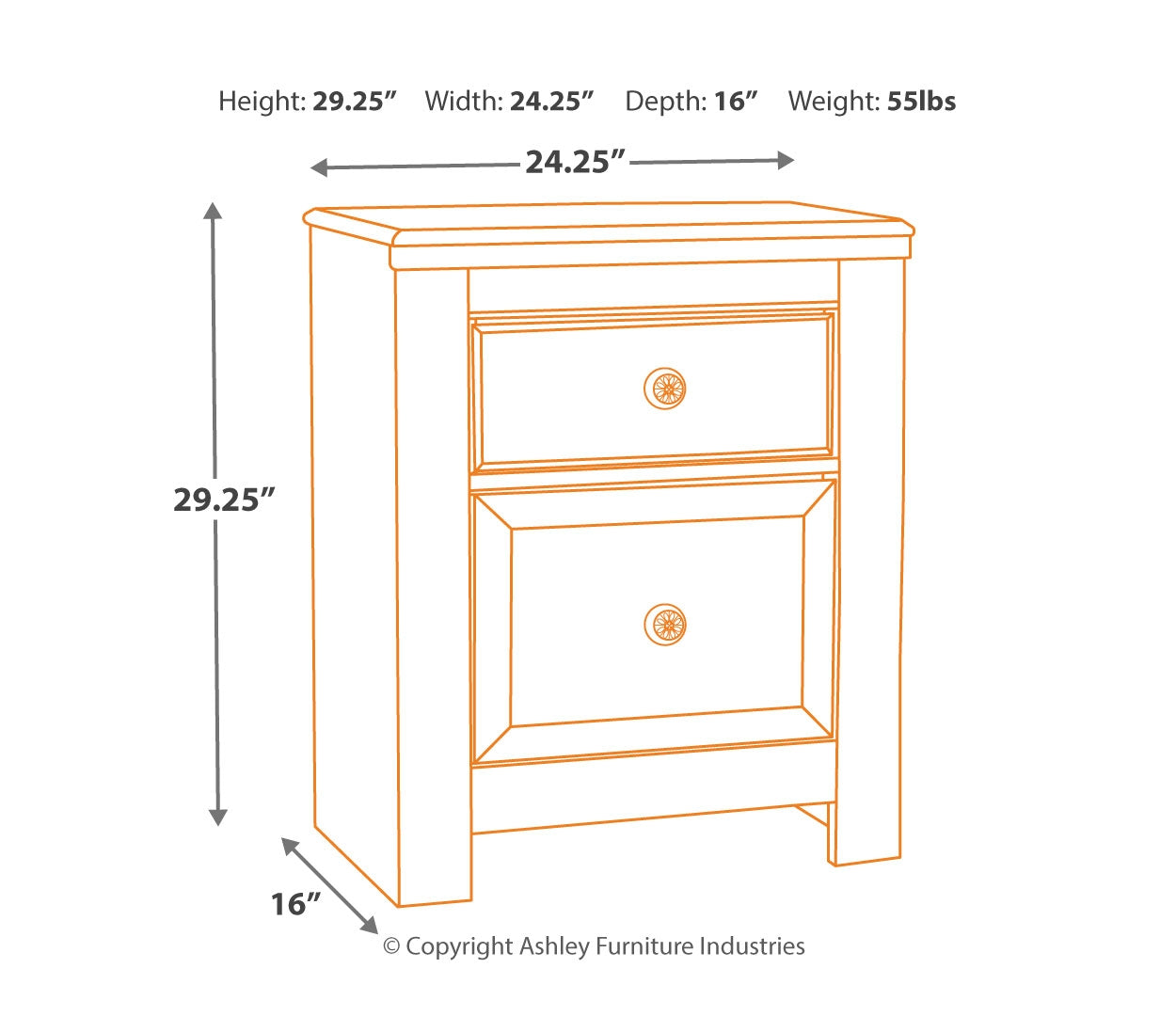 Paxberry Two Drawer Night Stand