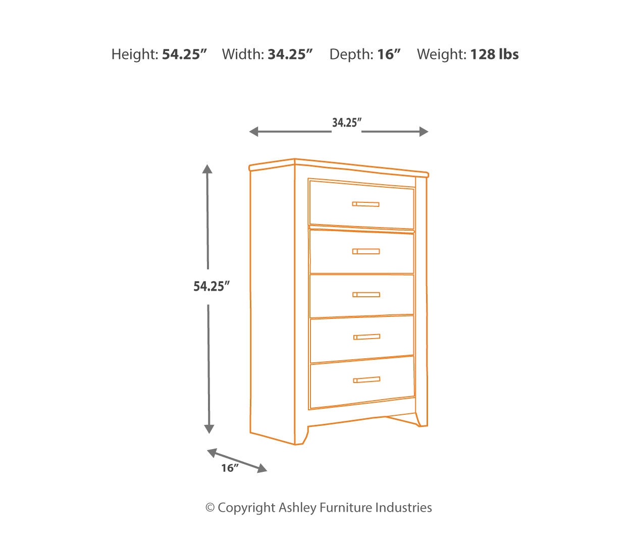 Zelen Five Drawer Chest