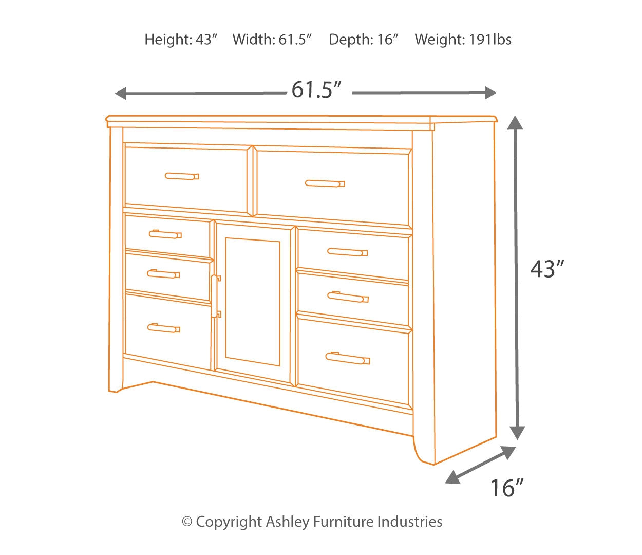 Juararo Six Drawer Dresser