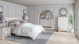 Altyra Queen Panel Headboard Bed with Mirrored Dresser