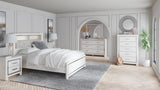 Altyra Queen Bookcase Headboard Bed with Mirrored Dresser