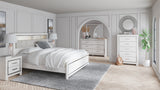 Altyra King Bookcase Headboard Bed with Mirrored Dresser and 2 Nightstands