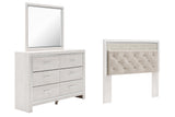 Altyra Queen Panel Headboard Bed with Mirrored Dresser