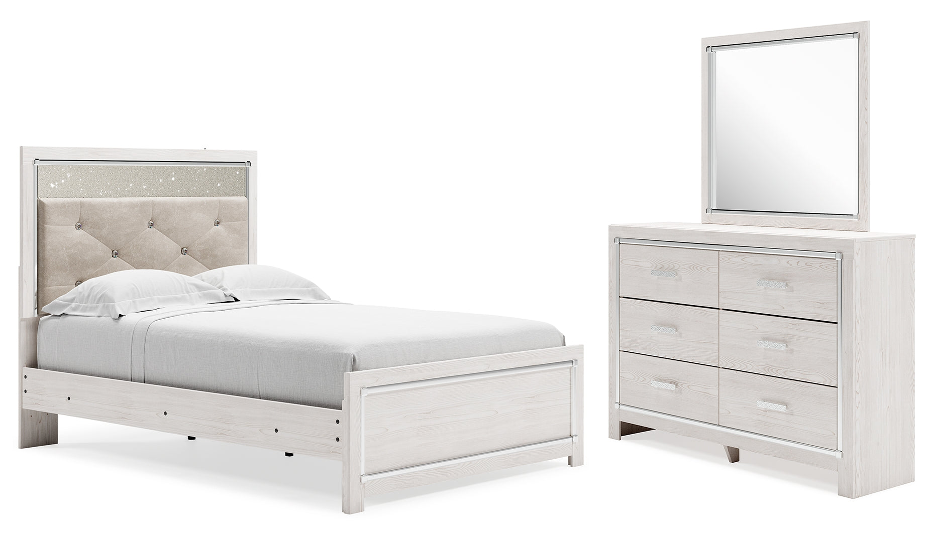 Altyra Full Panel Bed with Mirrored Dresser