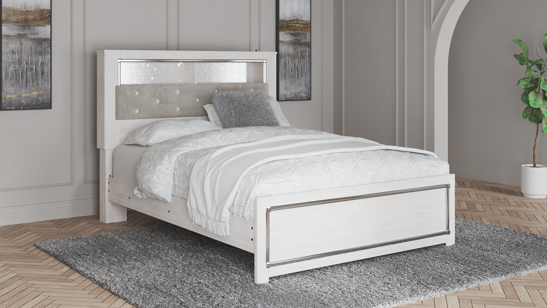 Altyra Queen Bookcase Headboard Bed with Dresser