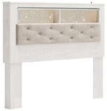 Altyra Queen Bookcase Headboard Bed with Mirrored Dresser, Chest and Nightstand