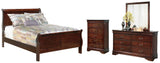 Alisdair Full Sleigh Bed with Mirrored Dresser and Chest