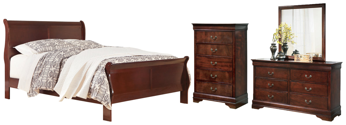 Alisdair King Sleigh Bed with Mirrored Dresser and Chest