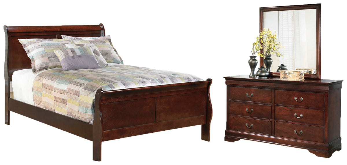 Alisdair Full Sleigh Bed with Mirrored Dresser