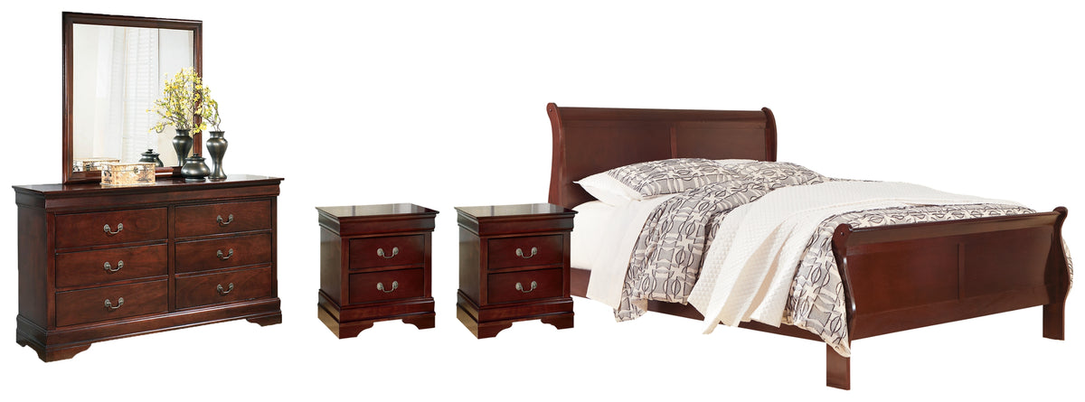 Alisdair Queen Sleigh Bed with Mirrored Dresser and 2 Nightstands