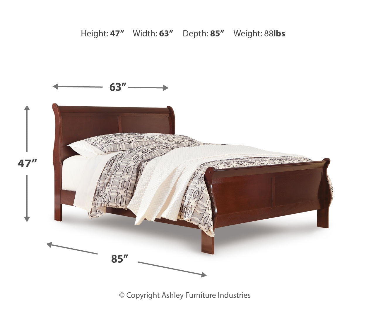 Alisdair Queen Sleigh Bed with Mirrored Dresser, Chest and Nightstand