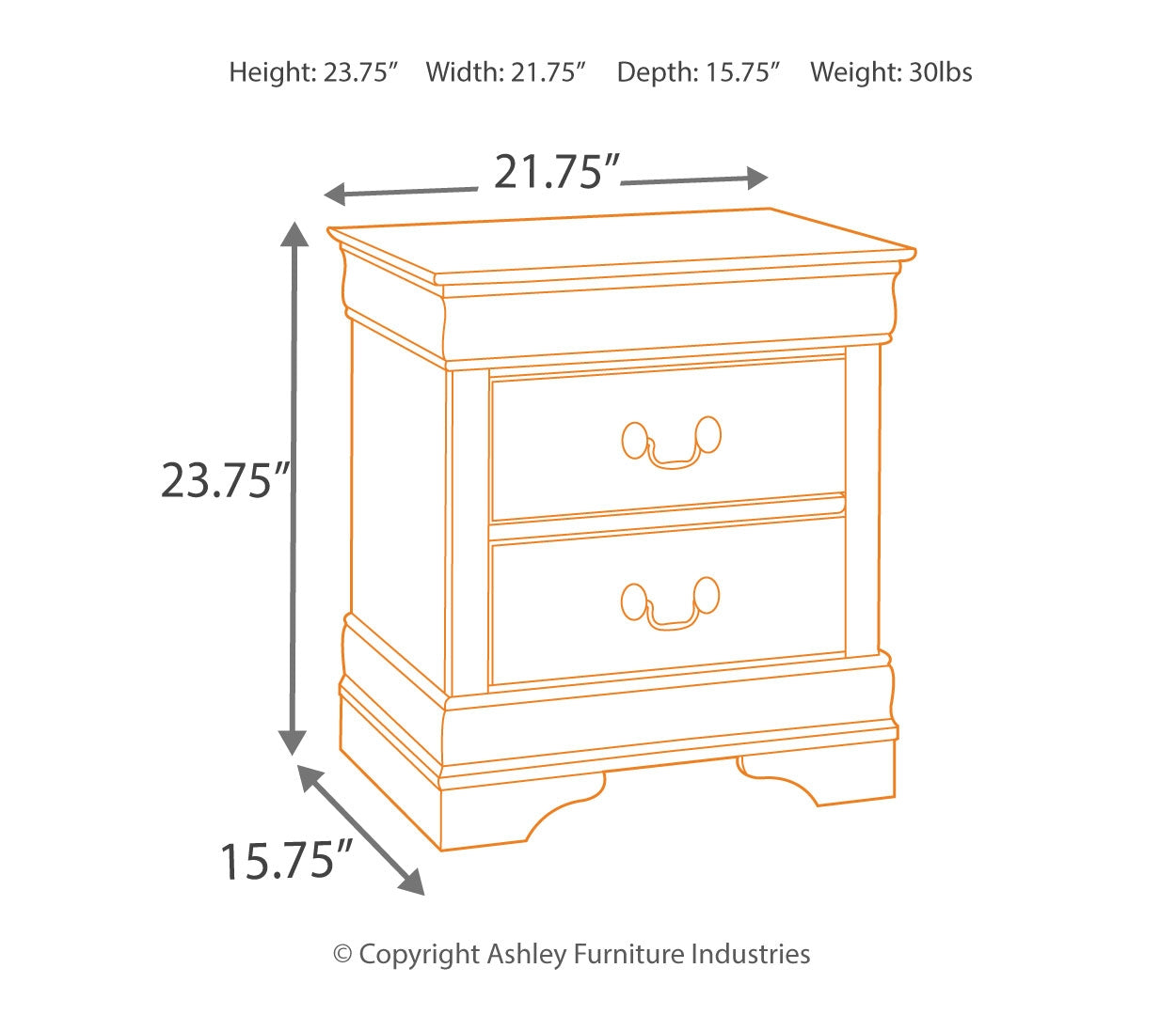 Alisdair Two Drawer Night Stand