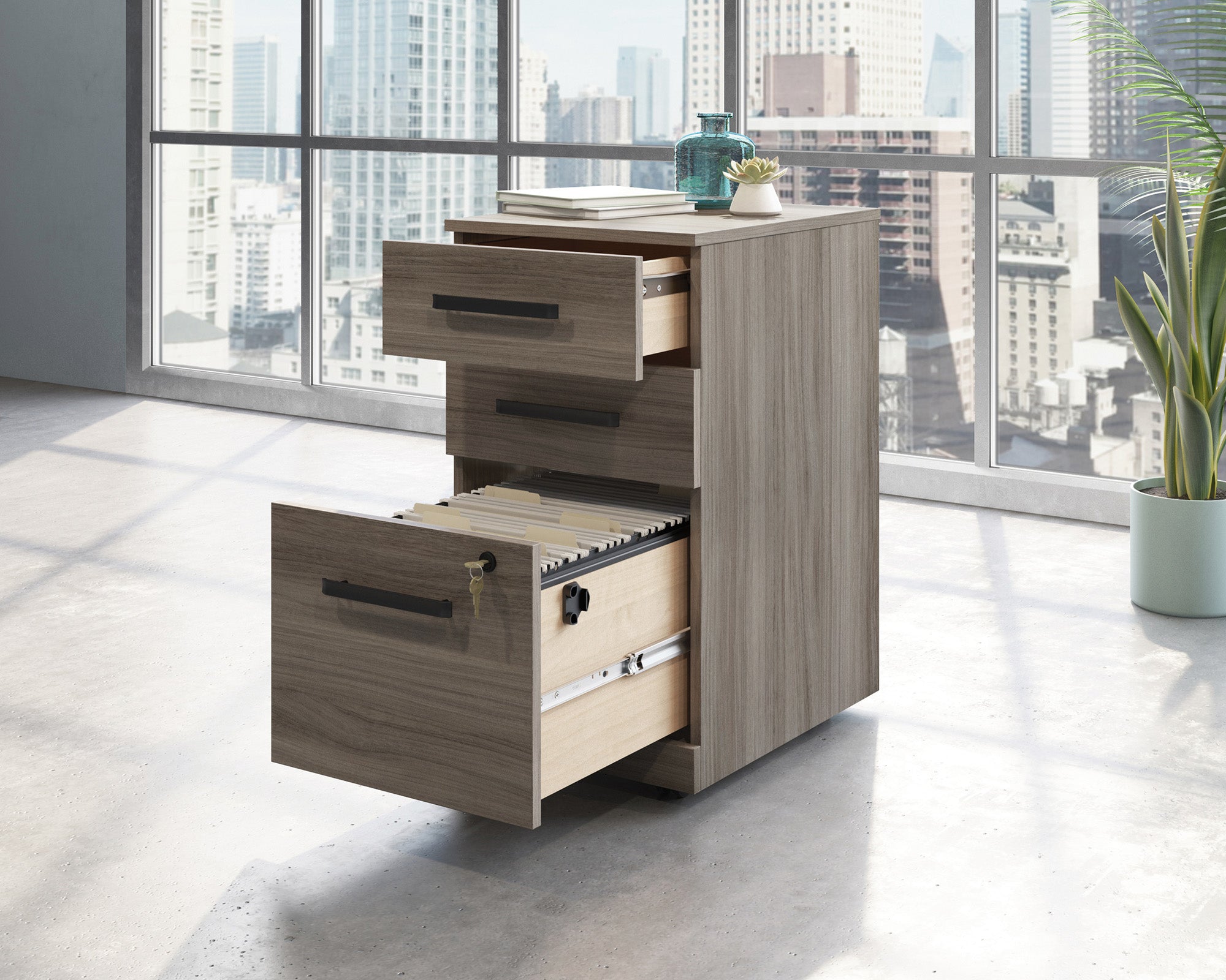 Affirm Commercial 3-Drawer Pedestal File Cabinet  Elm