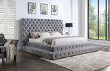 Gray Velvet Queen Bed