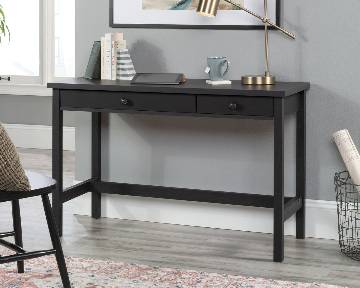 Sauder Select Rustic Writing Desk with Drawers in Raven Oak