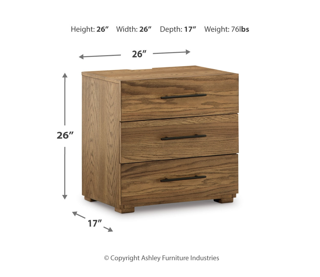 Dakmore Three Drawer Night Stand