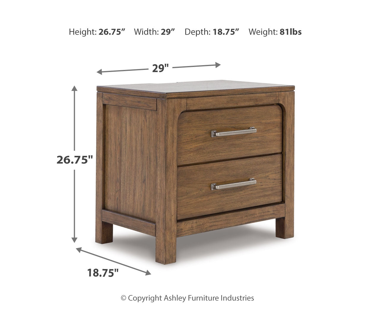 Cabalynn Two Drawer Night Stand