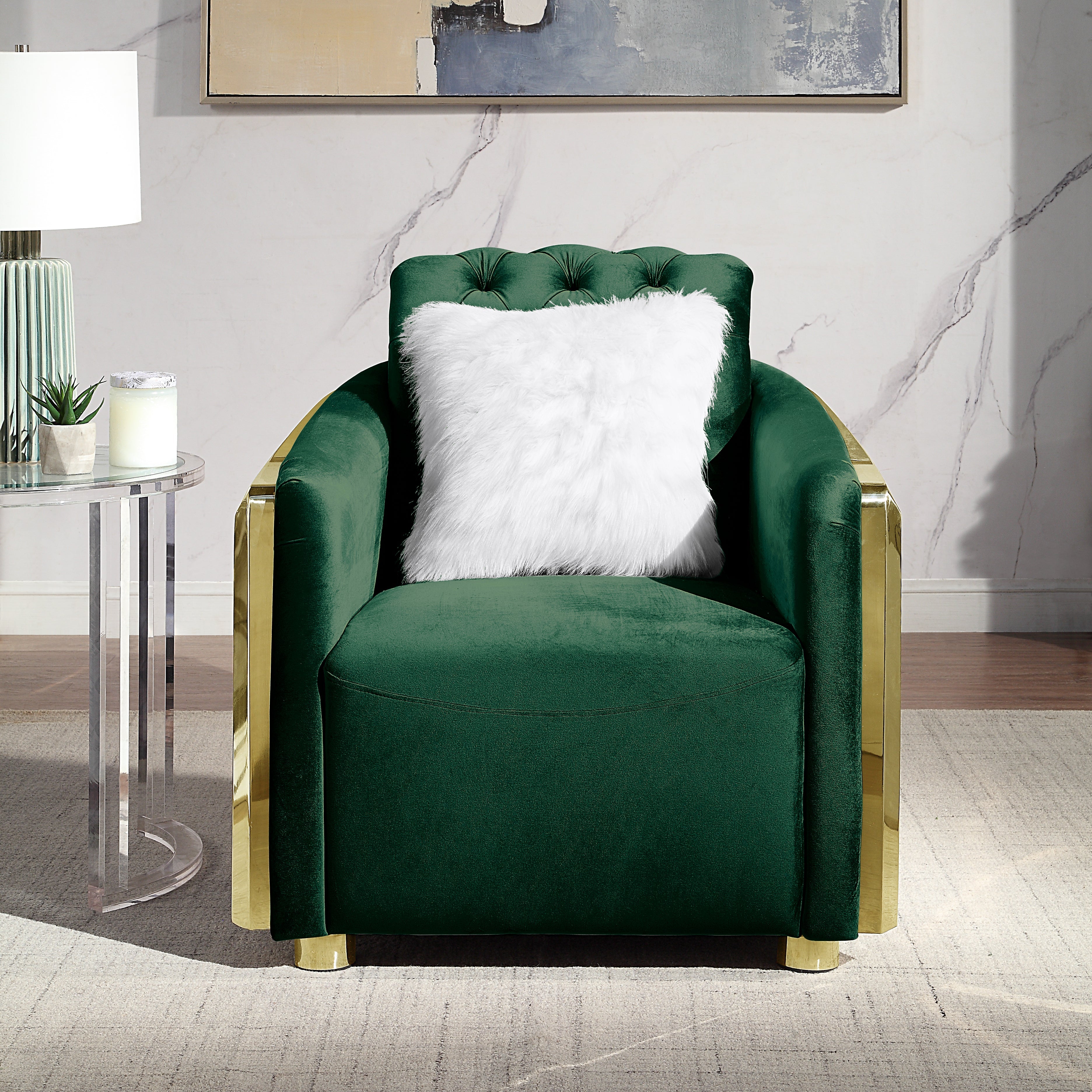 Artisan Direnzo Velvet Armchair Green