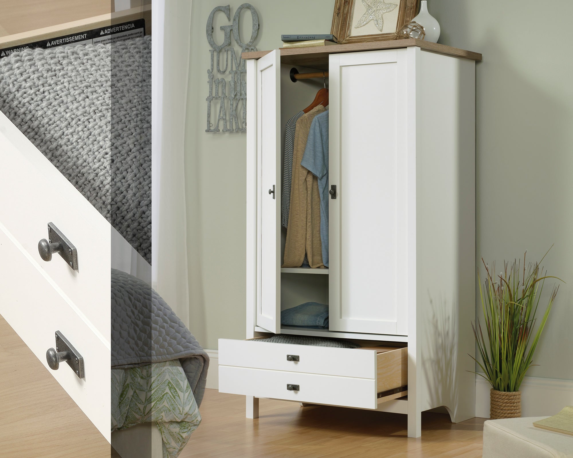 Cottage Road  Armoire Soft White