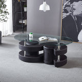 Artisan Marticia Coffee Table with 2 Stools Black