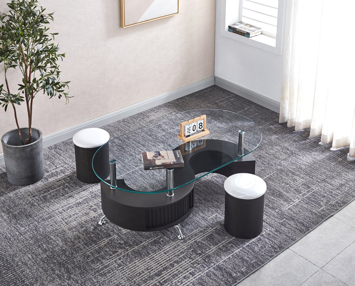 Artisan Dumbarton Coffee Table with 2 Stools Black