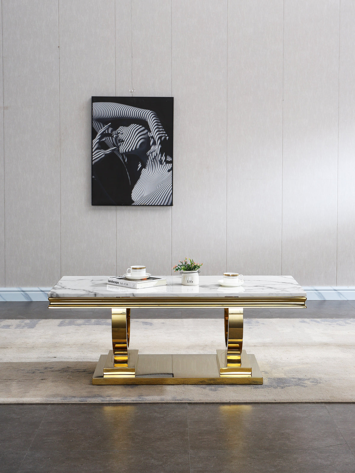 Artisan Falih Coffee Table Gold & White