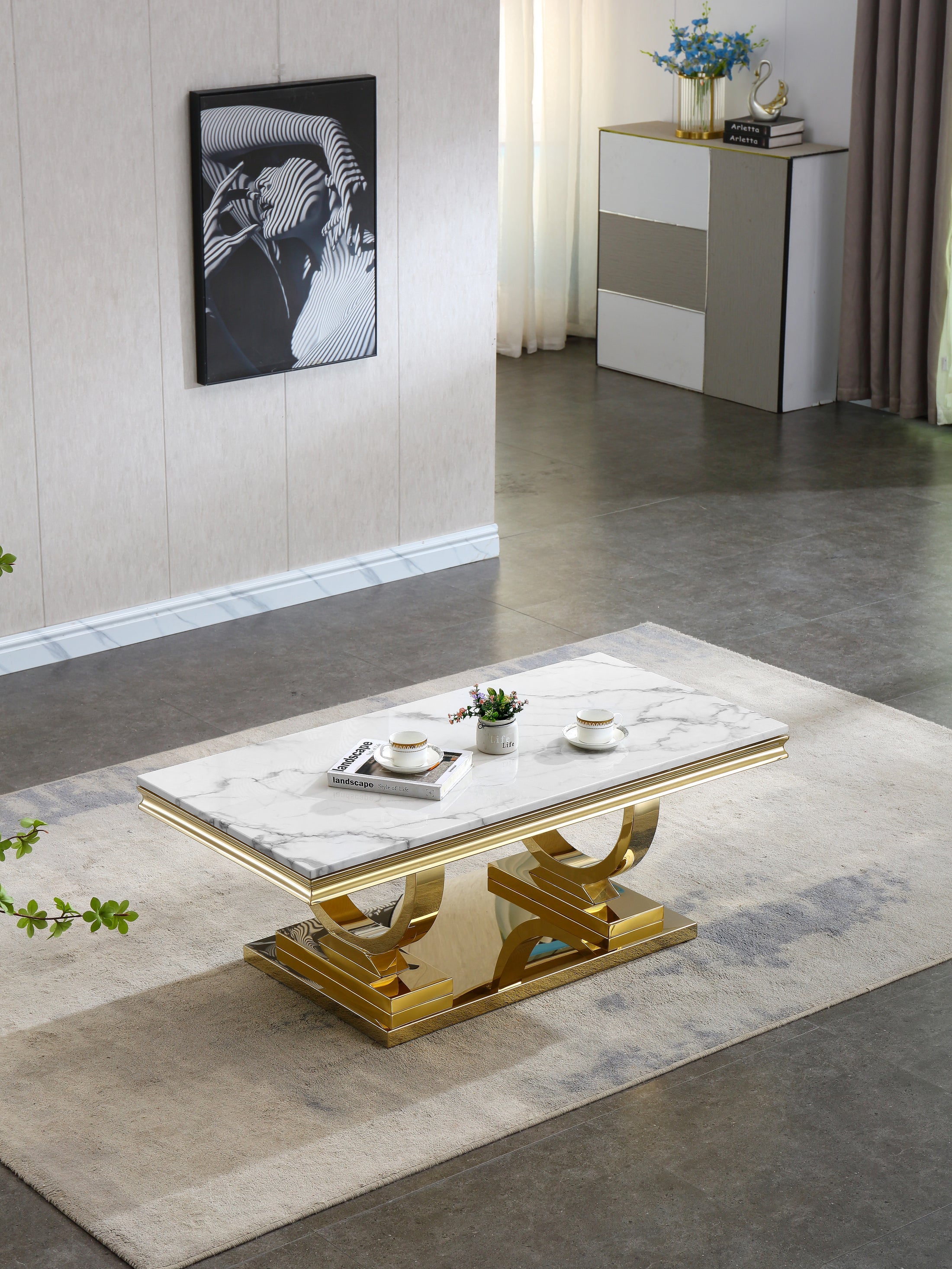 Artisan Falih Coffee Table White & Gold