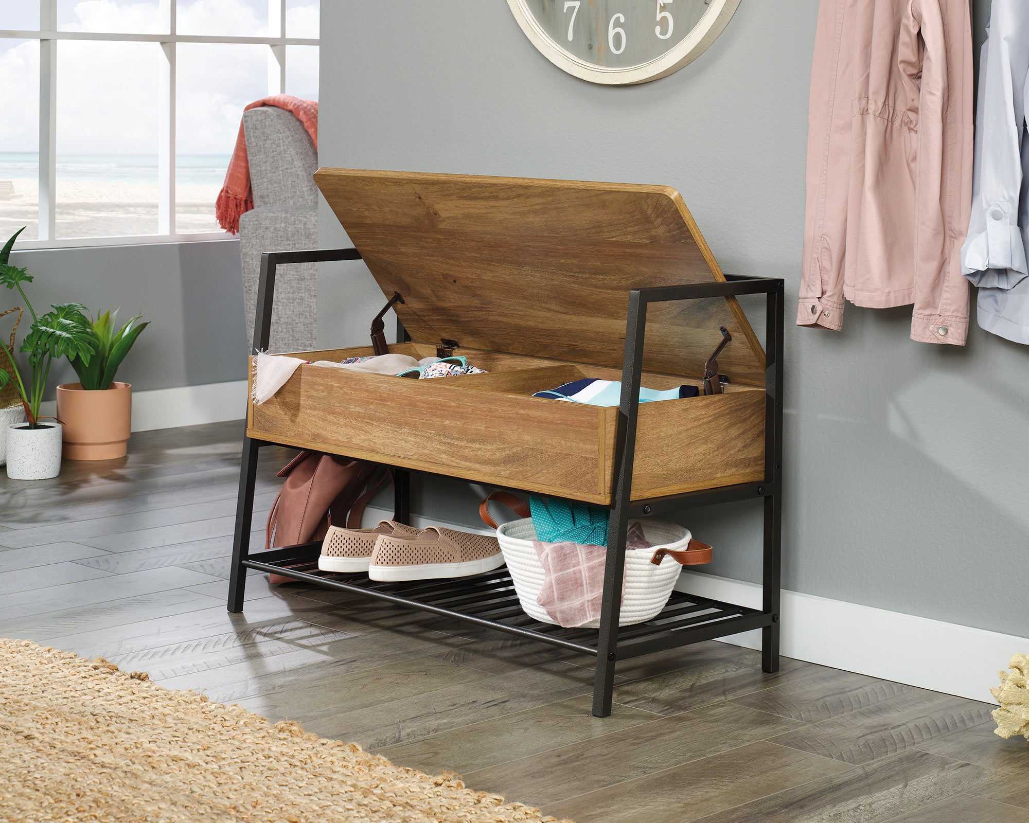 North Avenue  Entryway Bench with Hidden Storage & Shelf