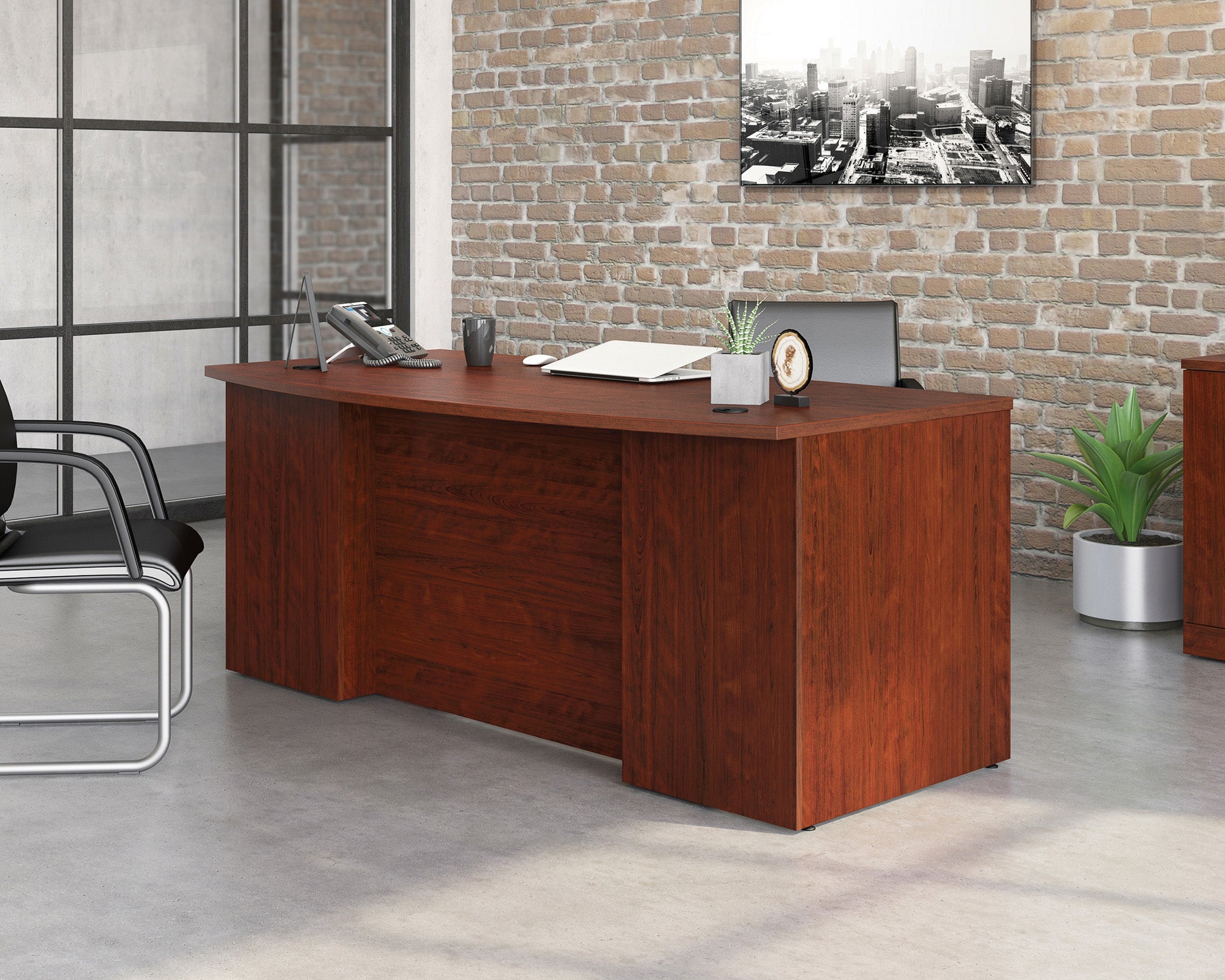 Affirm 72" Cherry Bowfront Commercial Exec Desk