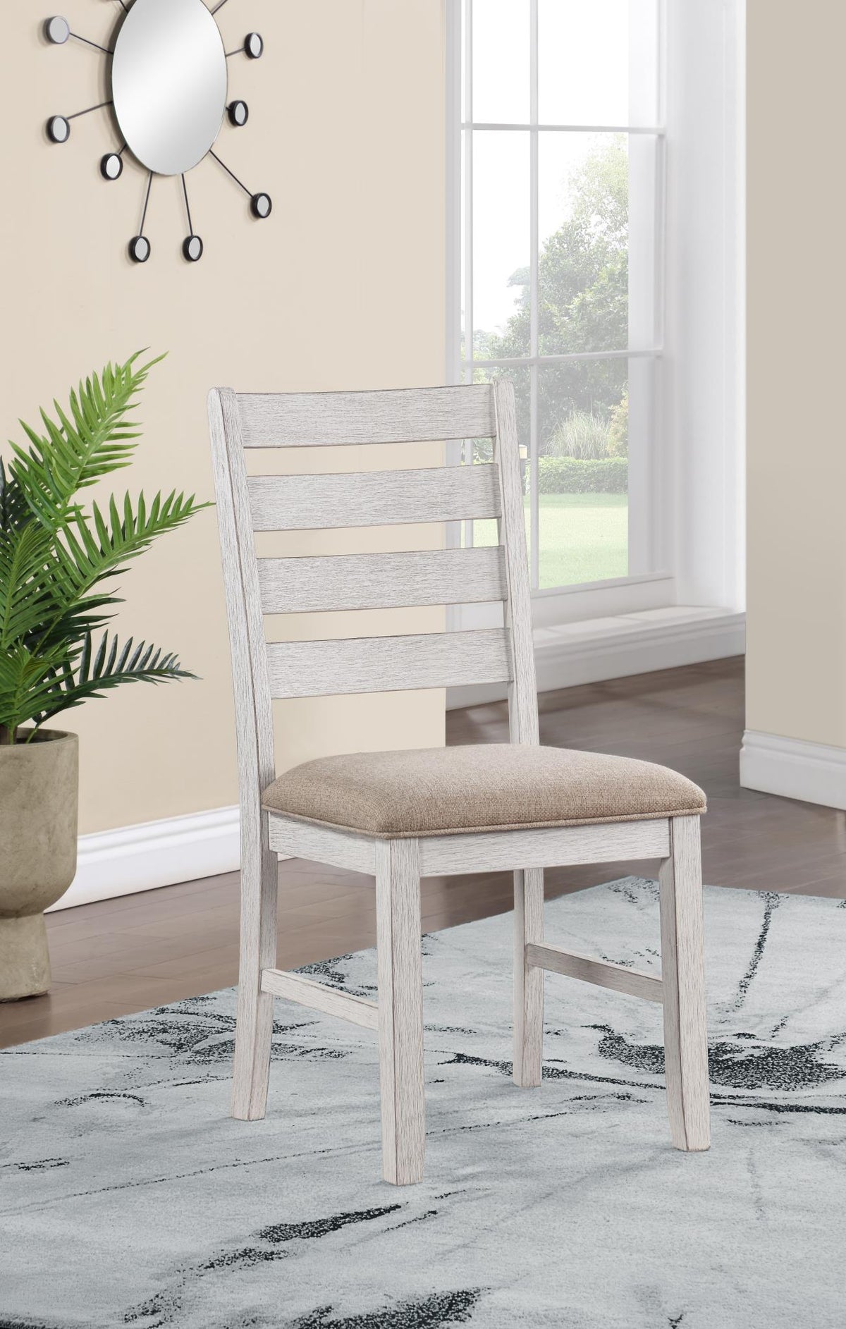 White/Light Brown Dining Uph Side Chair