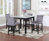 White Marble Dining Table W/ 4 Gray Velvet Chairs