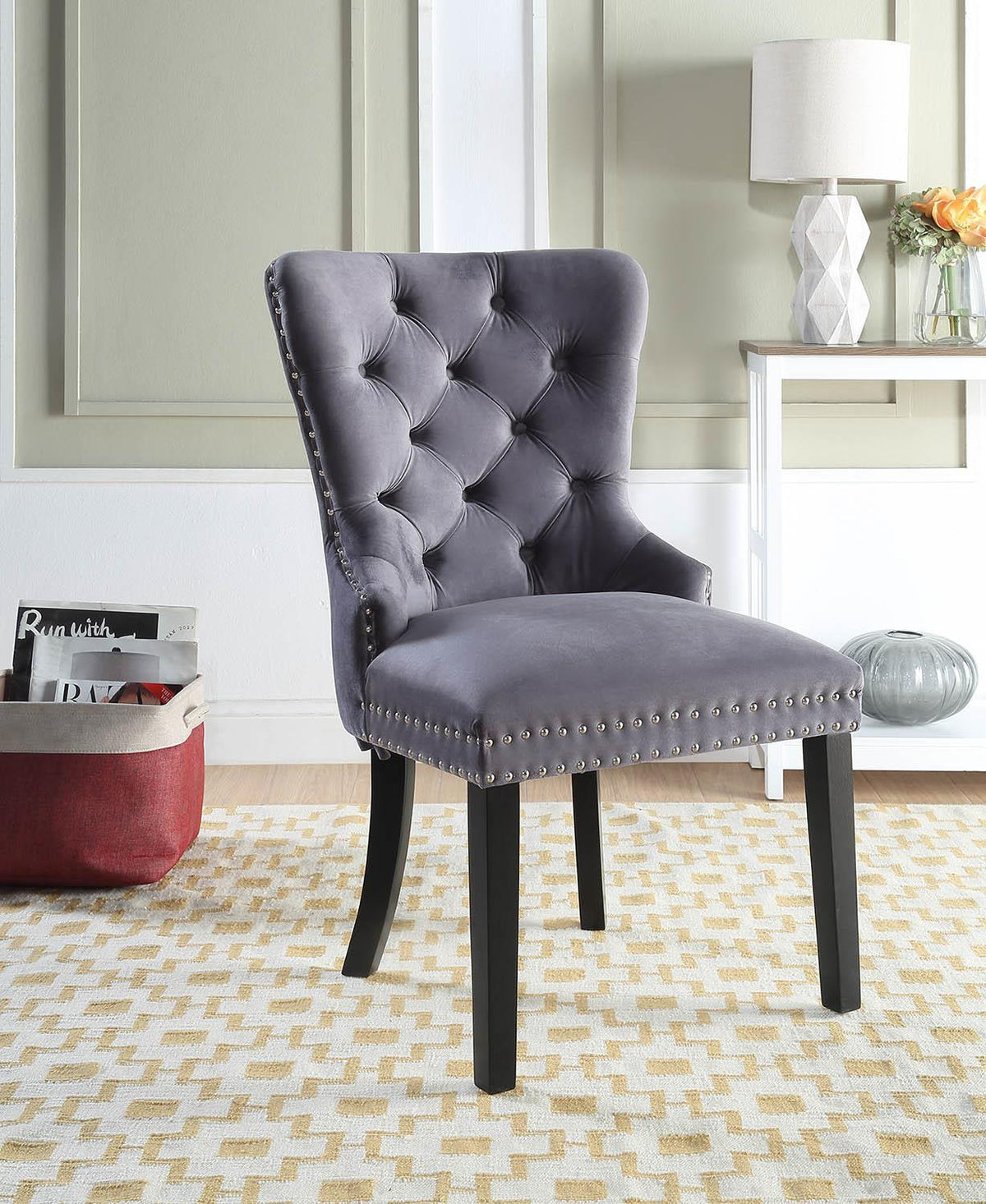 Dark Gray Velvet Dining Side Chair (Price Per Chair/Moq 2)