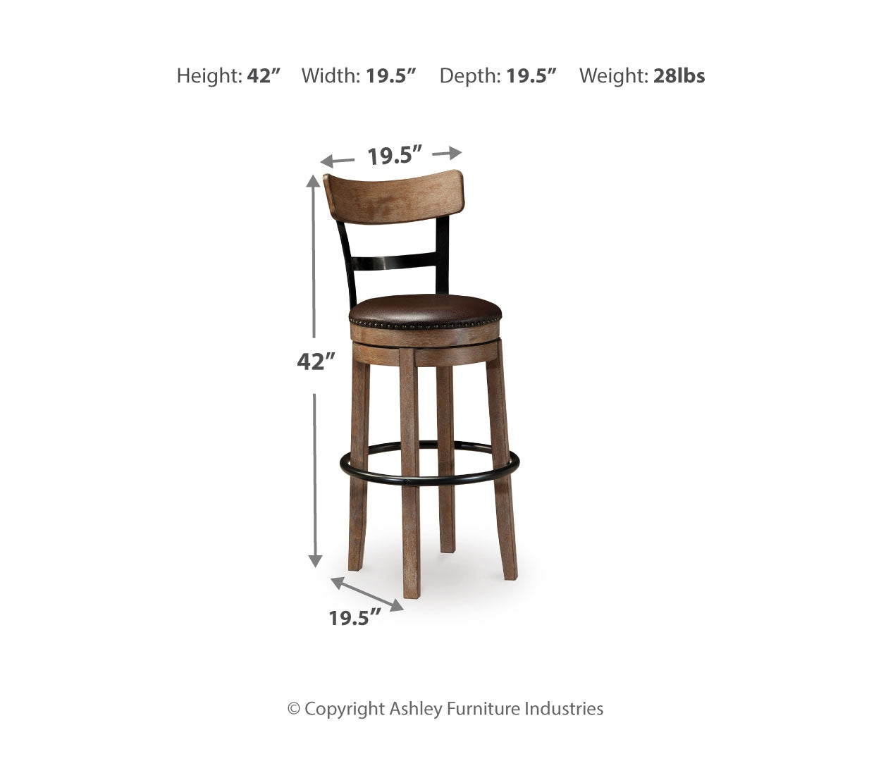 Pinnadel Tall UPH Swivel Barstool(1/CN)