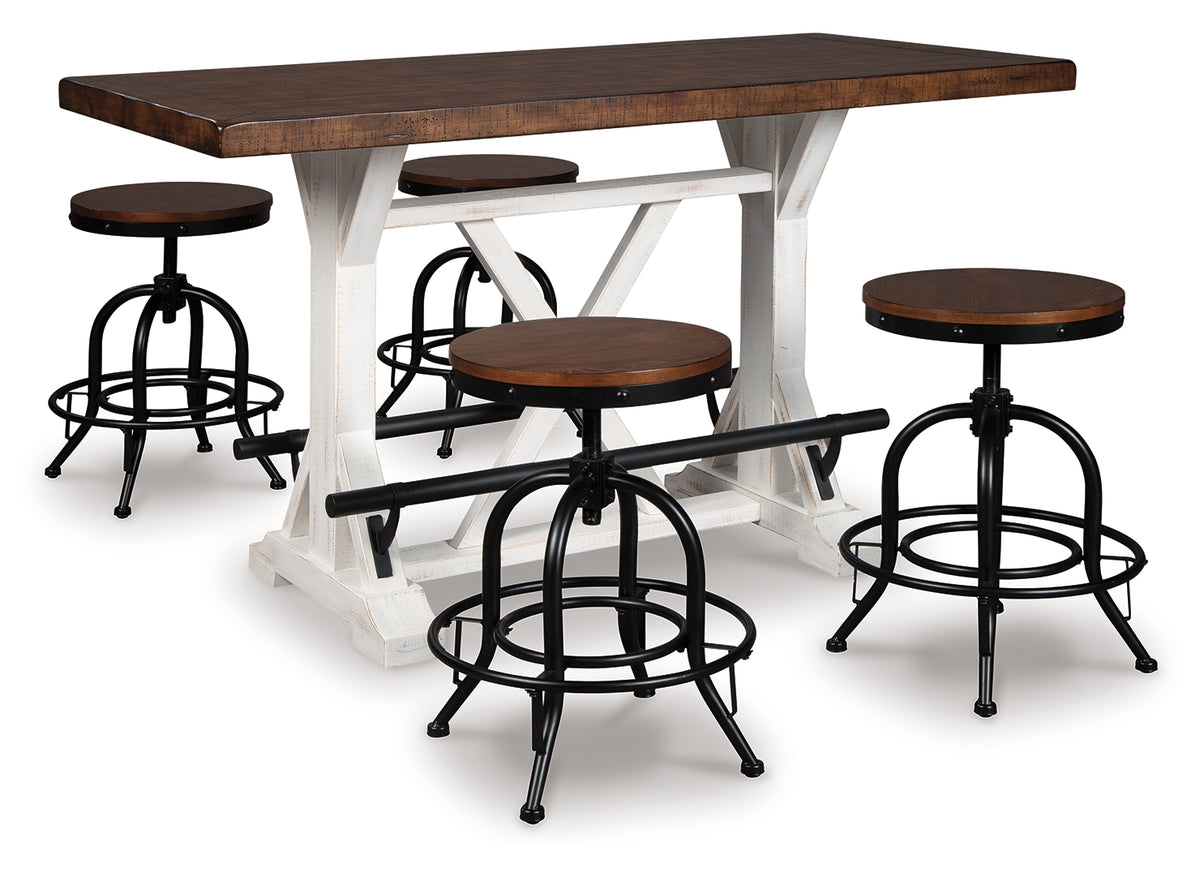 Valebeck Counter Height Dining Table and 4 Barstools