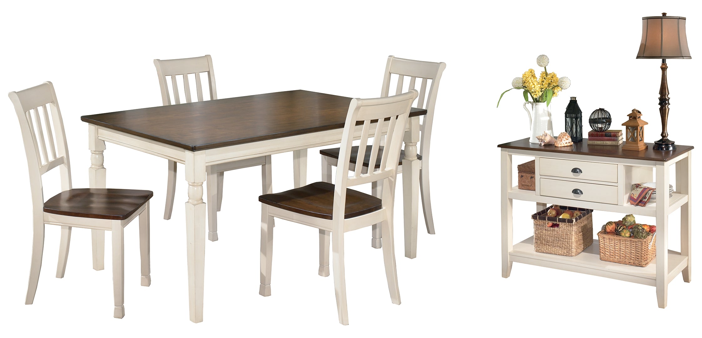 Whitesburg Dining Table and 4 Chairs with Storage