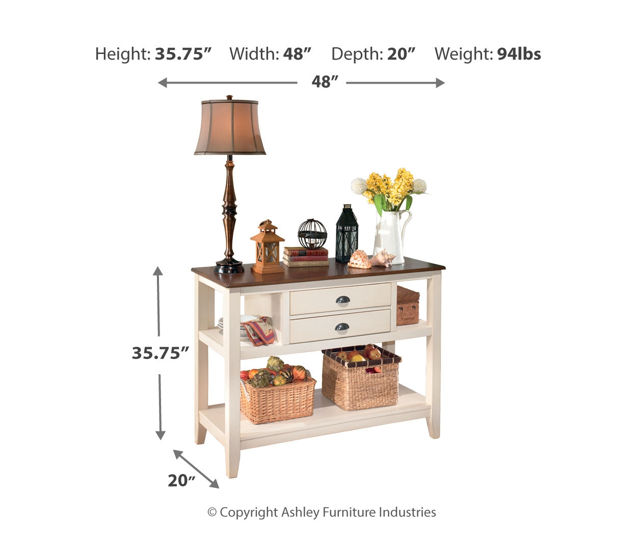 Whitesburg Dining Table and 6 Chairs with Storage