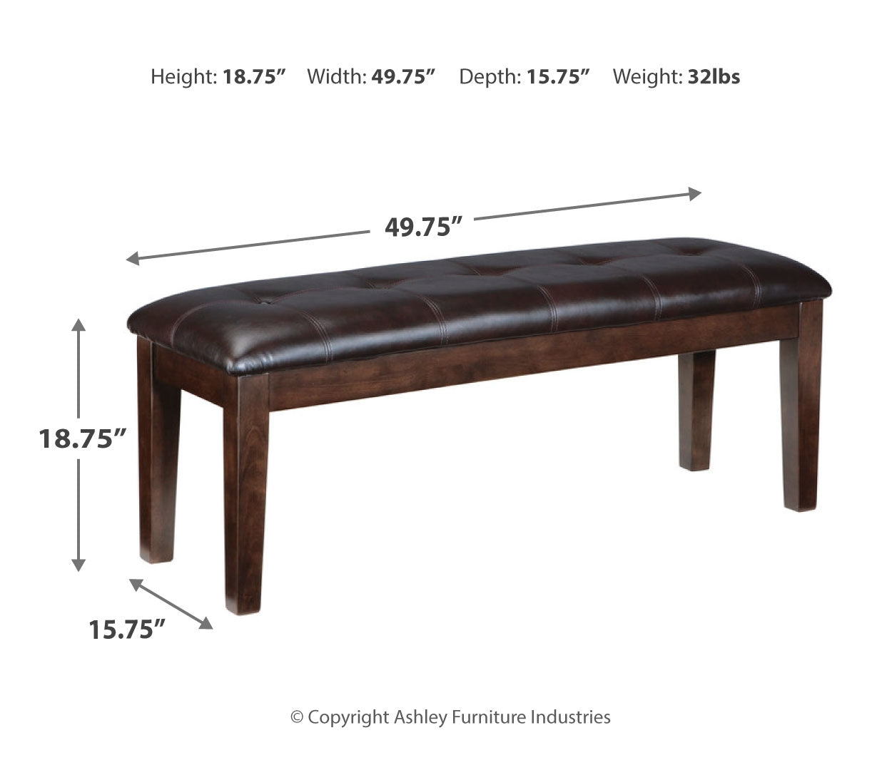 Haddigan Large UPH Dining Room Bench