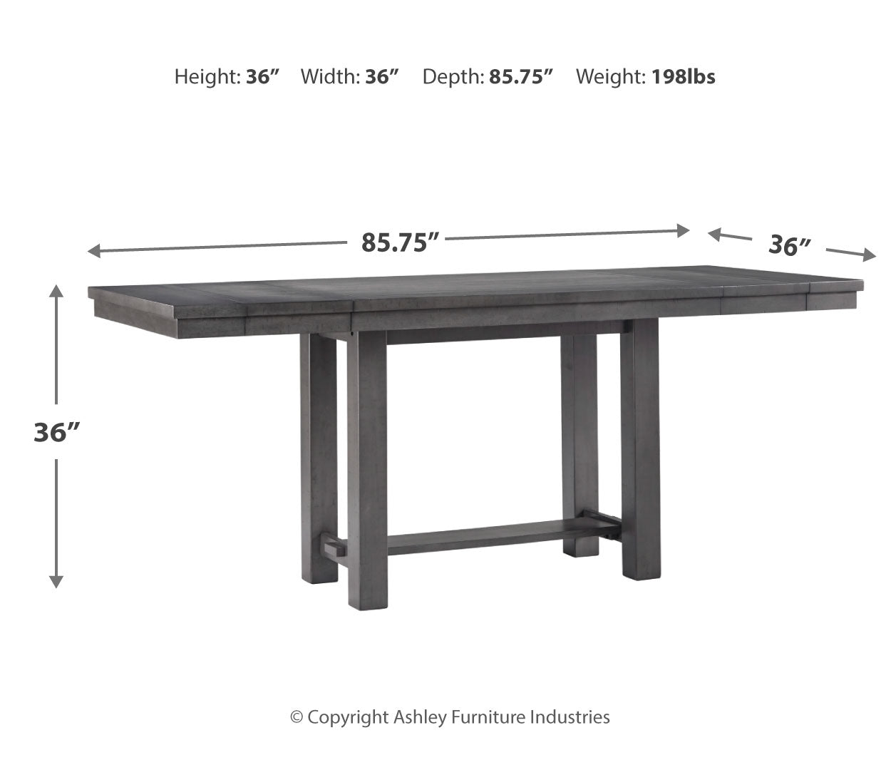 Myshanna Counter Height Dining Table and 6 Barstools with Storage