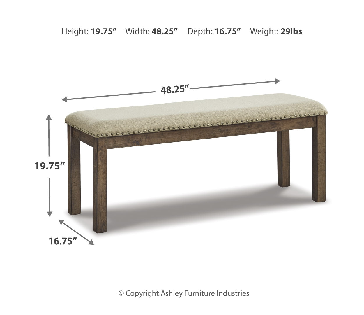 Moriville Dining Table and 4 Chairs and Bench with Storage