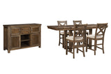 Moriville Counter Height Dining Table and 4 Barstools with Storage