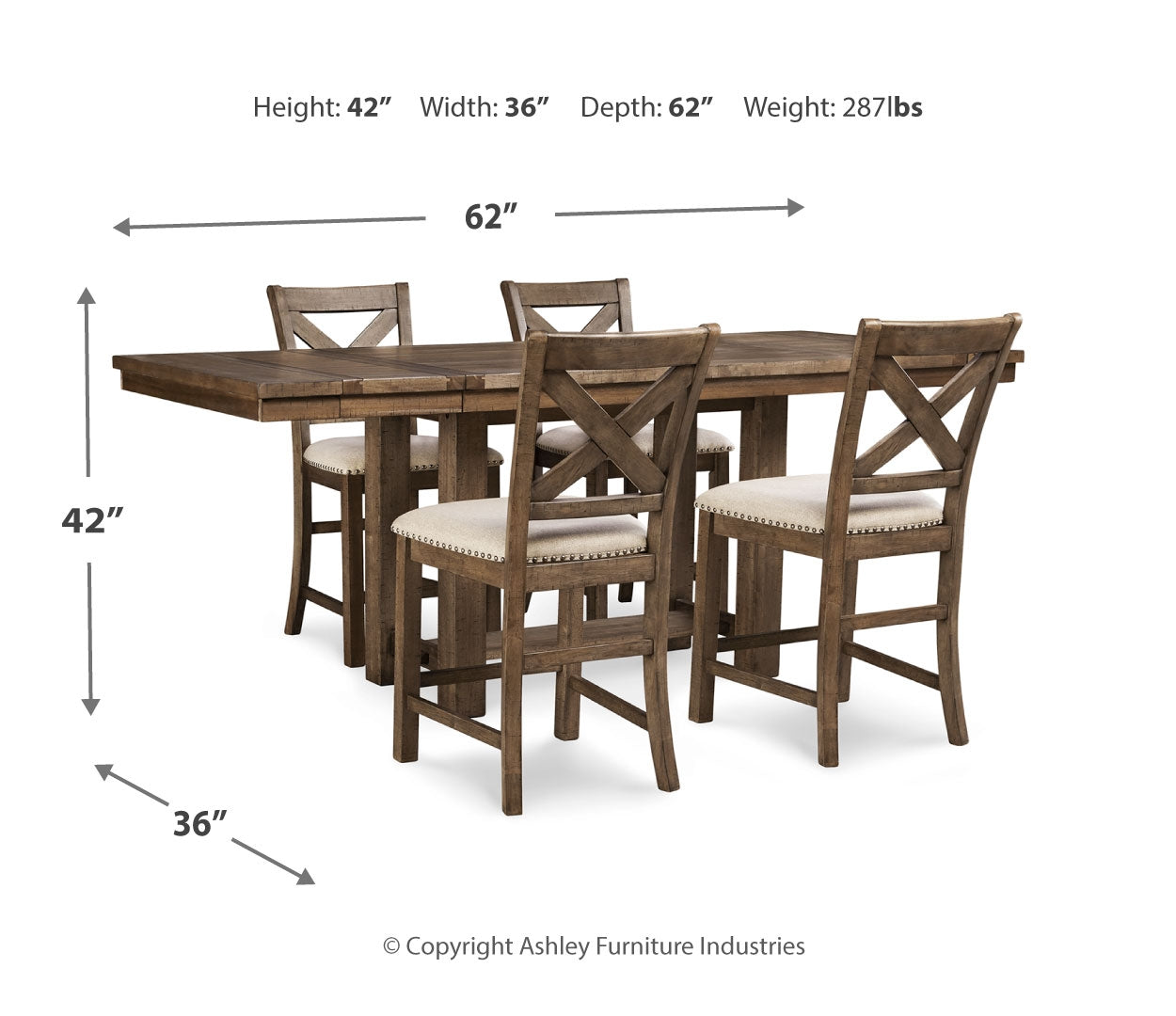 Moriville Counter Height Dining Table and 4 Barstools